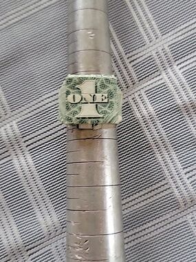 Fun Green Dollar Bill Folded Ring - Novelty Accessory- 6.5
